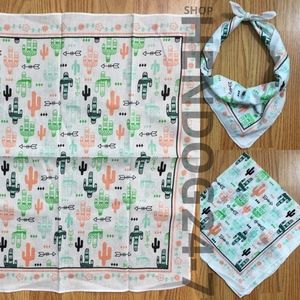 GREEN CACTUS BANDANA SCARVE ONE SIZE